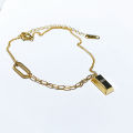 2022 new summer fashion gold brick anklet titanium steel 18K gold niche design ankle chain anklet.