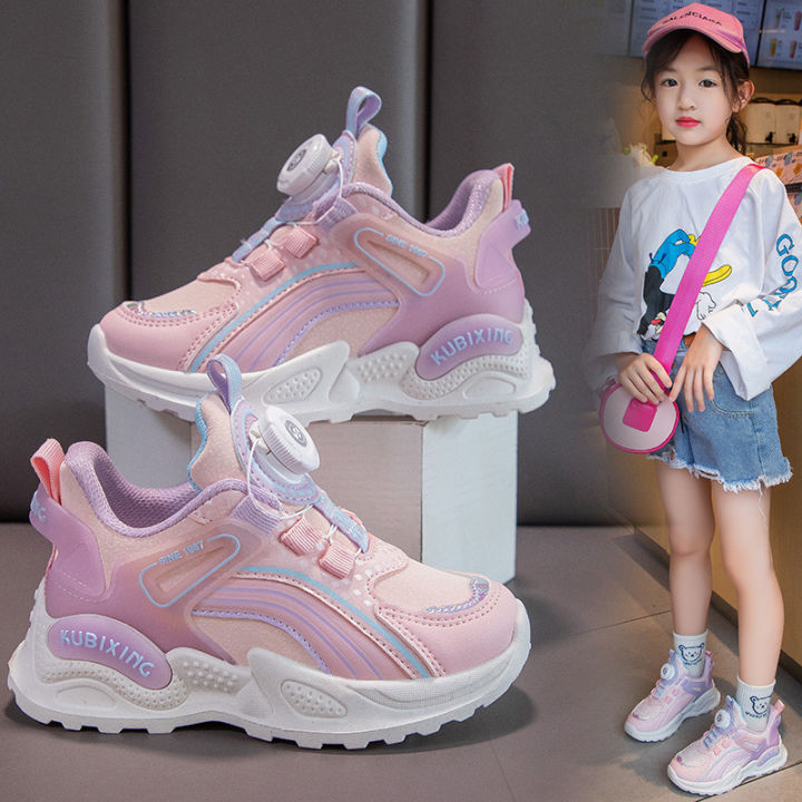 Children's casual shoes 2023 new swivel buckle spring and autumn girls sneakers boys mesh running shoes dad shoes