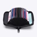 Multi Slot Card Holder Vintage Small Wallet Women Men Business Bank Credit Card Bag Male Coin Pouch Solid Leather Zipper Wallet.