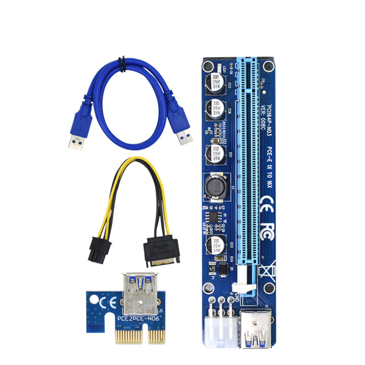 PCI E USB Riser 009S PLUS Dual 6Pin Adapter Card SATA 15pin PCI-E pcie ...