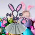 Bunny Costume Set Cosplay Nose Modern for Stage Shows Easter Themed Parties Gray 6pcs. 