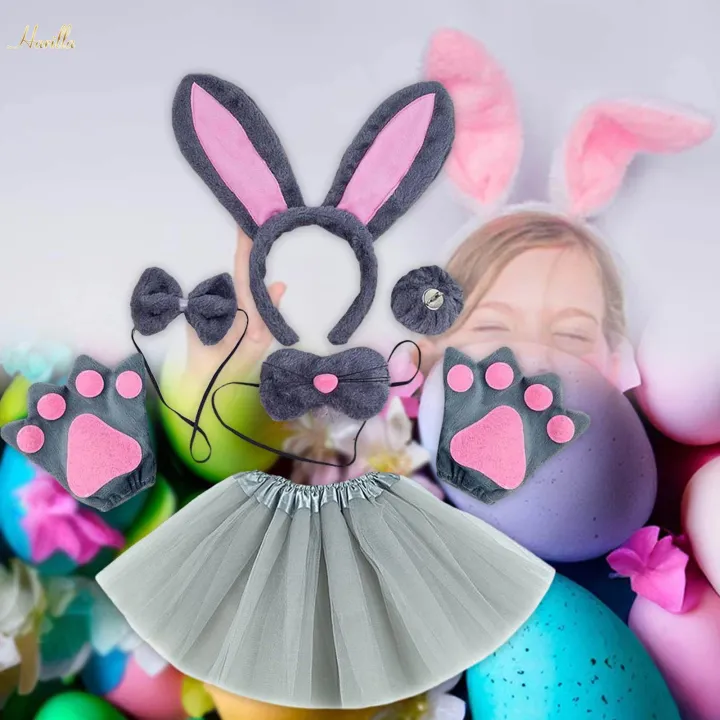 Bunny%20Costume%20Set%20Cosplay%20Nose%20Modern%20for%20Stage%20Shows%20Easter%20Themed%20Parties%20Gray%206pcs%20-%20Image%206