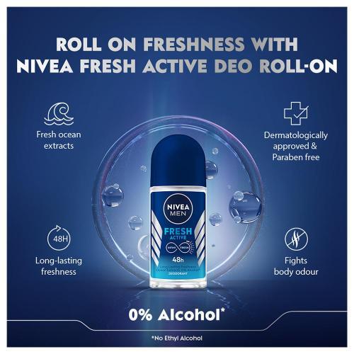 Nivea Men Roll On Fresh Active Deodorant 50 ml by Germany KaKa