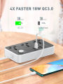 LDNIO Extension Socket, 3 AC Sockets, Fast Charging 3 USB 1Type-C Ports, 6.6Ft(2M) Extension Cord-EU Plug. 