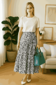 Floral Skirt Casual Beach Long Skirt for Woman..