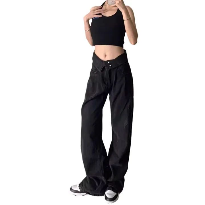 American%20ins%20retro%20wash%20black%20jeans%20women's%20early%20spring%20hot%20girl%20design%20sense%20loose%20and%20thin%20straight-leg%20wide-leg%20pants%20-%20Image%205