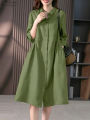 Women Causal Shirt Dress Women Long Sleeve Solid Dresses ZANZEA Fashion Lapel Neck Midi Vestidos Holiday Sundress Oversize.