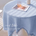 Lace blue tablecloth, ins style, high-quality round table, square table, coffee table, bedside table, desk, photo background, tablecloth. 
