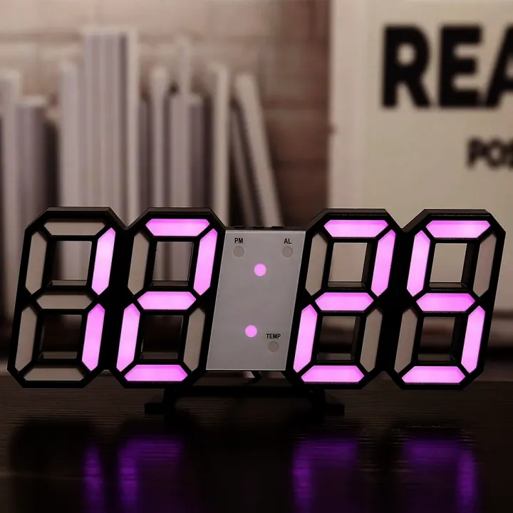Large 3D Remote Control LED Digital Wall Clock, Multi-Function Date and ...