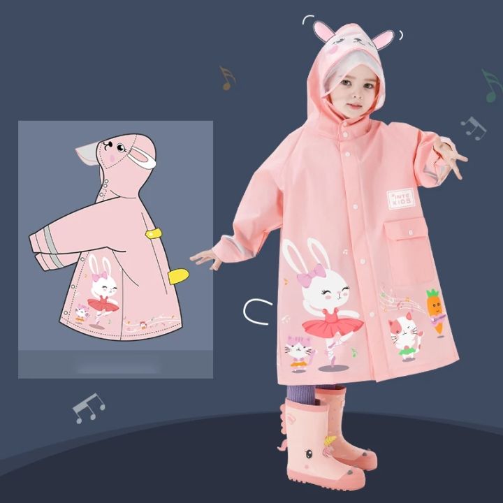 Cute Polyester Baby Raincoat Outdoor Waterproof Rain Coat Children Impermeable Poncho Boys Girls Rain Jacket