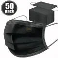 50 PCS Black 3 Layer Surgical Face Mask Disposable Medical Masks for Daily Protection.