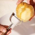 U-Shaped/D-Shaped Walnut Wood Peeler Non-slip Efficient Fruit Peeler Retro Peeling Machine Picnic.