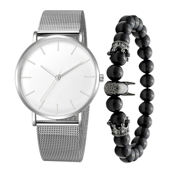 6023%202%20Pcs%20Men's%20Quartz%20Watch%20Set%20Round%20Dial%20Simple%20With%20Bracelet%20Watch%20Accessories%20-%20Image%204