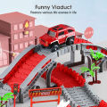 HelloKimi  Children's Fire Truck Toy Track Model Set Construction Toys Race Tracks for Kids Toys Car and Flexible Track Playset Children's Puzzle Electric Fire Truck Track Assembly Set. 