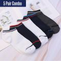 05 Pair Loafer ankle Socks for Men multicolour. 