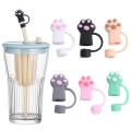 Cute 10mm Cat Paw Straw Cover Spill-Proof Reusable Straw Stopper Dust-Proof Straw Topper Party. 