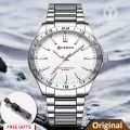 CURREN 8452 Luminous Stainless Steel Quartz Fashion Watch For Men - Silver White Color.