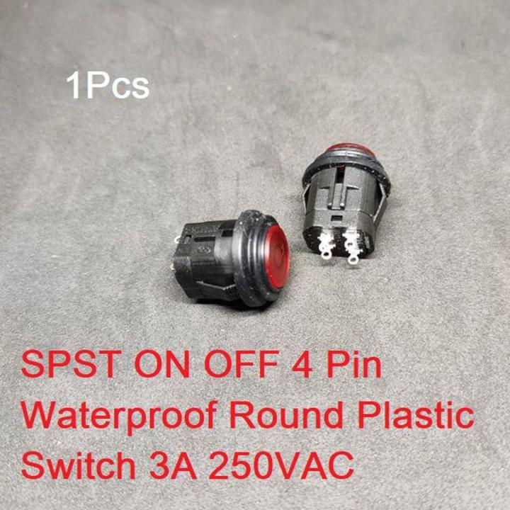 WATERPROOF SELF LOCK Round Plastic Switch 250V 3A 4Pin Self-Lock SPST ...