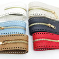 55cm Universal Double-sided Leather PU Zipper Accessory Woven Bag Zipper Strip With Rope Hole Long Zipper. 