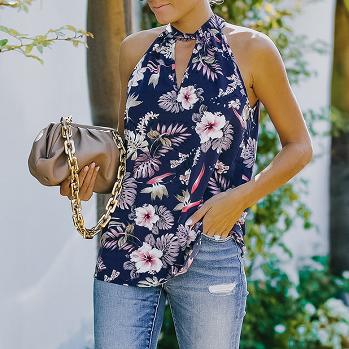 Spring%20flowers%20Women%20Summer%20Tank%20Tops,%20Floral%20Print%20Tie-Neck%20Sleeveless%20Vest%20Tops,%20Streetwear%20for%20Girls,%20Light%20Purple/Apricot/Navy%20Blue%20-%20Image%206