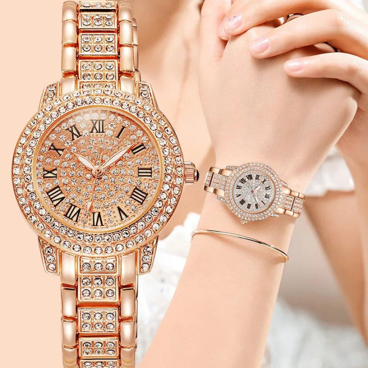 High-end Inlaid Quartz Watch Roman Pattern Watch for Girls Watches for Women Fashion Accessory
