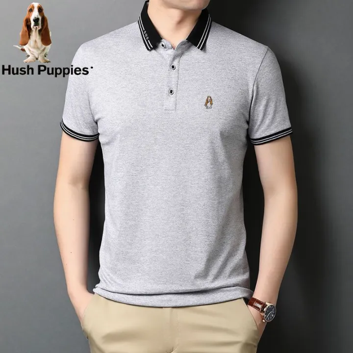 Hush%20Puppies%20Short%20SleeveTT-shirt%20Men's%20Summer%20Youth%20Pure%20Cotton%20American%20Casual%20Polo%20CollarpoloShirt%20Solid%20Color%20T-shirt%20-%20Image%203