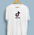 TikTok White Jersey T-Shirt For Men.