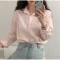 Spot Spring and Autumn New Pure Color Korean Style Long-Sleeved Shirt Women's Design Sense Minority All-Match Casual Overshirt.