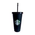 Reusable Starbucks Color Changing Cold Cups Plastic Tumbler with Lid black Cup 24 oz Summer Collection with durability. 