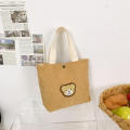 Little bear picture Mini lunch bag Adorable corduroy Corduroy handbag Schoolgirl cute bag for School lunch Office lunch Picnic Daily use Gift for girls.