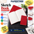 PAPERTREE Sketch Book A5 Size Handy Sketch Note Book Red Cover for Drawing & Writing.