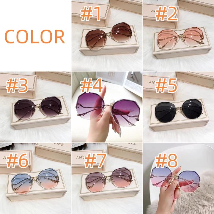 【linfang store】(NEW)2024 Rimless Polygonal Metal Arc Sunglasses Ins Holiday Summer Accessories