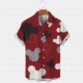 2023 3d Disney Donald Duck Mickey Mouse Floral Men's Shirt Summer Fashion Street Trend Retro Boutique Top.
