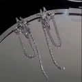 Luxury Amethyst Earrings Kpop Egirl Purple Zircon Long Tassel Chain Studs Y2K Aesthetic Korean Women Jewelry Accessories Gifts.