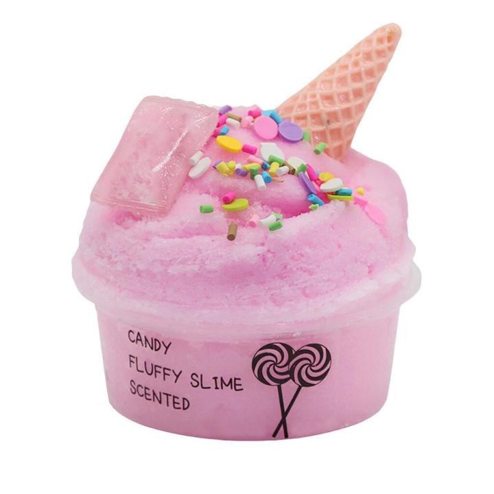 【happy one】60ml Cotton Candy Cloud Ice Creamcone Slime Scented-Clay Fluffy Floam Slime Scented Stress Relief Dropship