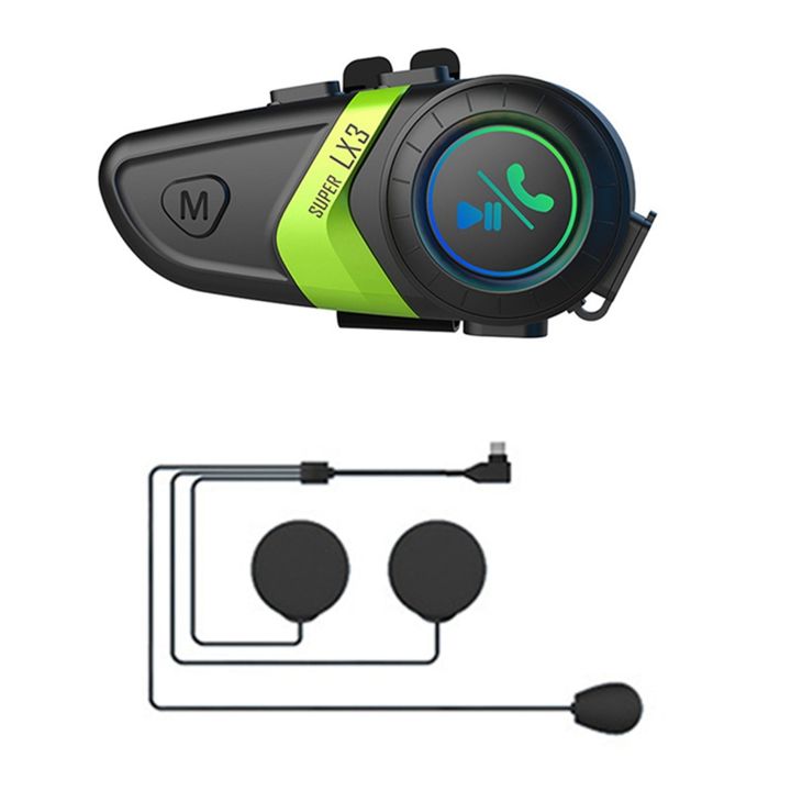 LX3 Helmet Bluetooth BT5.0 Riding Wireless Headset 1200MAH Green