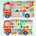 Montessori Educational Wooden Toys Preschool Children Fire Truck Busy Board Math Fishing Games Early Toys For Kids Xmas Gifts. 