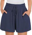 Soft Cotton Linen Women’s Shorts with Functional Side Pockets and Adjustable Waist.