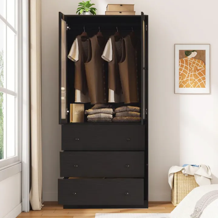 Modern%20Armoire%202%20in%201%20wardrobe%20%E2%80%94%20Black%202%20Door%20Fluted%20Glass%20Hanging%20Road%20with%203%20Drawer%20Storage%20Wardrobe,%202%20Part%20Glass%20Almirah%20Hanging%20Road%20with%20Srorage%20Drawer%20Almari%20-%20Image%203