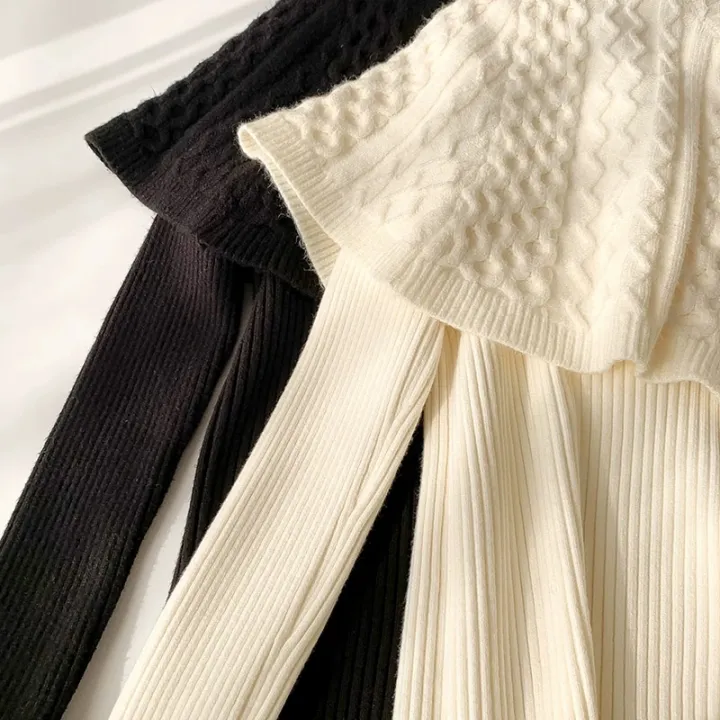 Korean%20Cloak%20Sweater%202%20Piece%20Sets%20Fall%20Winter%20Retro%20Thick%20Mock%20Neck%20Knit%20Cape%20And%20Slim%20V-neck%20Pullover%20Women%20Warm%20Sweaters%20Tops%20-%20Image%207