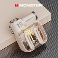 Original Monster XKT15 Wireless Bluetooth 5.3 Earphones TWS Gaming Headphones Hifi stereo Headset Long standby Sports Earbuds. 
