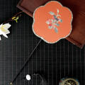 Song Brocade Ancient Fan Intricate Red/White Children'S Fan Cherry Fan for Hanfu Photography Children'S Costume Accessory Traditional Fan Collecting Cultural Exhibition Prop.