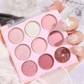 Rose Pink Purple Color Eyeshadow Palette 9 Colors Pearlescent Matte Glitter Eyeshadow Palette Shiny Eye Korean Makeup Pigments.