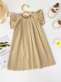 Kid’s Young Girl’s Fashionable Dress with Solid.