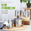 Thickened Stainless Steel Cup with Lid Metal Tea Jar Kindergarten Children's Small Water Cup with Handle Household Drinking. 