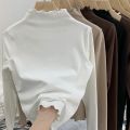 Oversize women's clothing 300 Jin Fat MM Autumn and Winter Long-Sleeved Inner Top De Velvet Half Turtleneck Wooden Ear Bottoming Shirt for Women 2.
