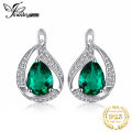 JewelryPalace Green Simulated Nano Emerald 925 Sterling Silver Hoop Clip Earrings for Women Jewelry. 