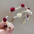 Splendid Trendsetter -Upscale Living -Women Headwear Floral Rose Headband Rose Wedding Hair Hoop Decorative- Inventive Choice.