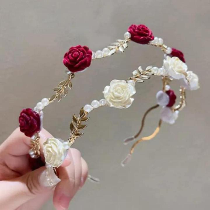 Splendid Trendsetter -Upscale Living -Women Headwear Floral Rose Headband Rose Wedding Hair Hoop Decorative- Inventive Choice