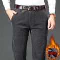 Winter Men's Fleece Corduroy Pants Business Fashion Classic Style Thick Warm Stretch Trousers Male Brand Clothing. 
